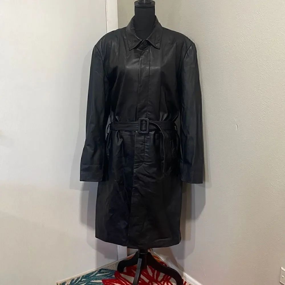 Castro Black Leather Men’s Coat Size XL
